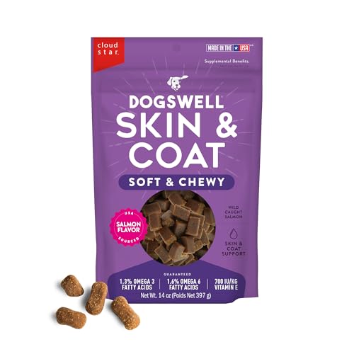 DOGSWELL Skin & Coat Soft & Chewy Dog Treats, Salmon, 14 oz. Bag