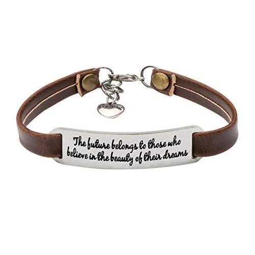 UNQJRY Inspirational Gifts for Women Feminist Bracelet Personalized Leather Jewelry
