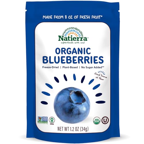 NATIERRA Nature's All Foods Organic Freeze-Dried Blueberries | Non-GMO & Vegan | 1.2 Ounce