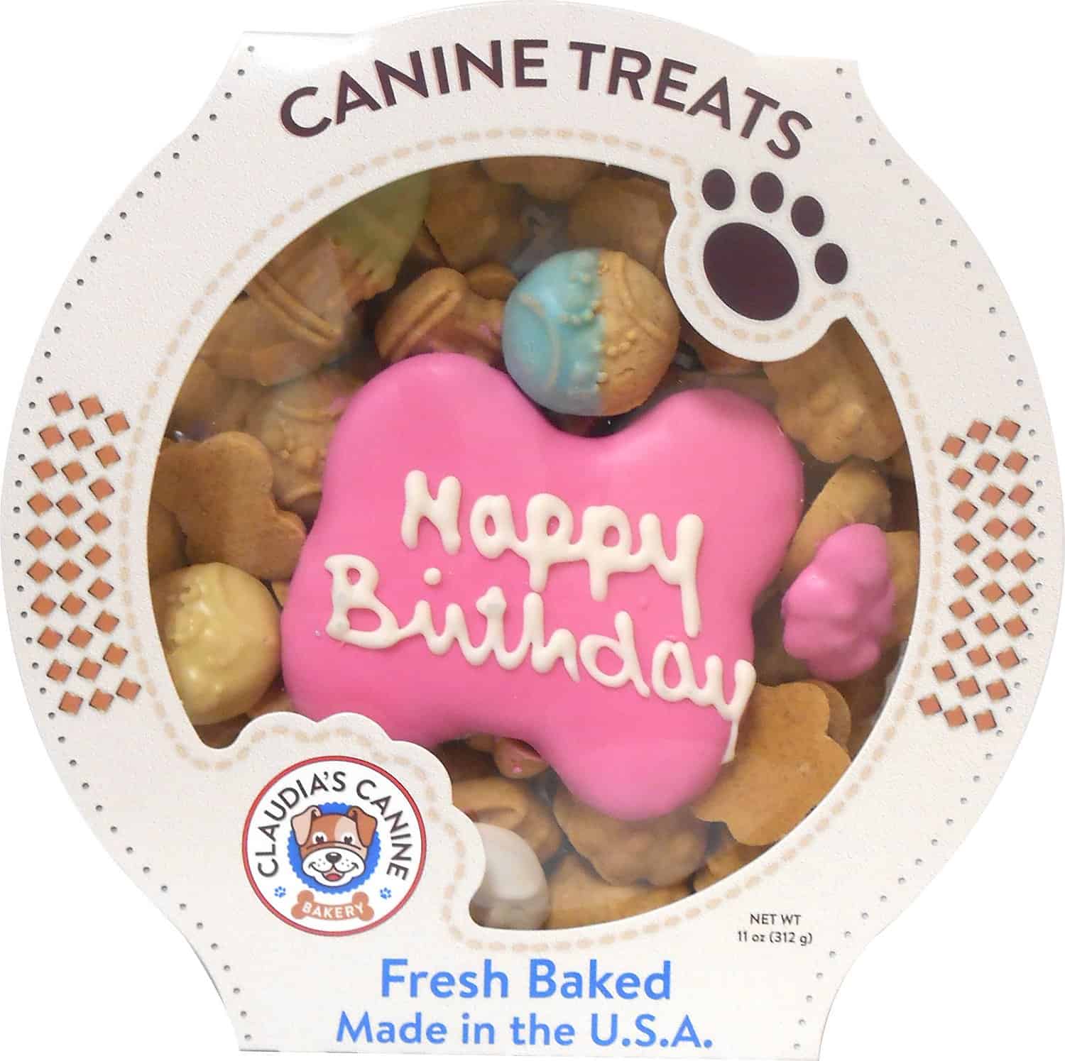 Claudia's Canine Bakery Happy Birthday Peanut Butter Cookie Dog Treats | Dog birthday gift ideas