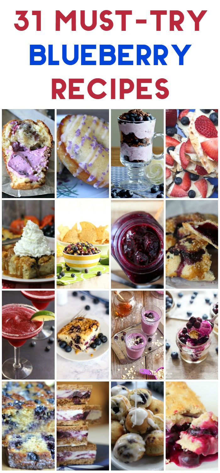 Celebrate summer's berry harvest with 31 delicious must-try blueberry recipes, plus check out a few amazing health benefits of this yummy little fruit!