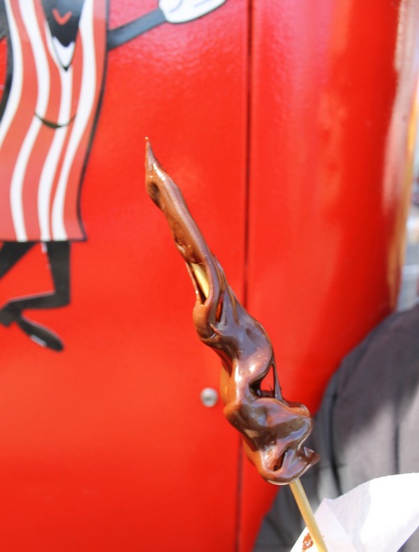 Ever wanted to try chocolate covered bacon on a stick? Hunt down the Horr’s Specialty Dogs food truck in Wilkes-Bare PA for a taste! You’ll even get a sticker! 
