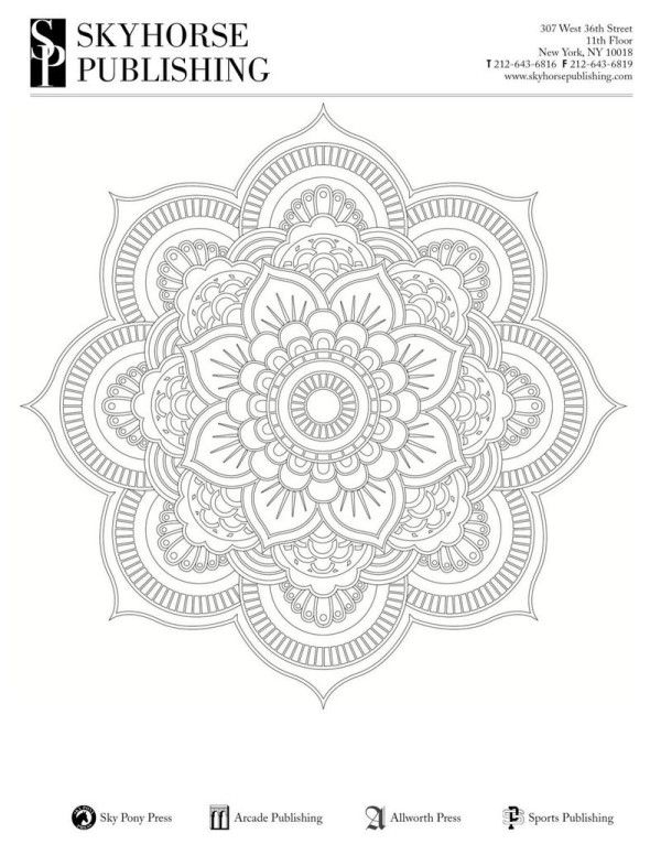 Grab five free printable adult coloring pages from Skyhorse Coloring Books