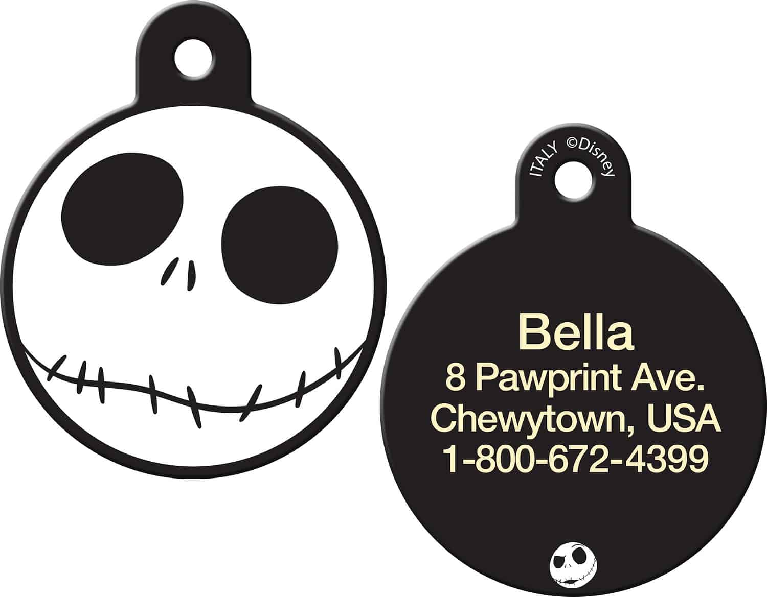Disney Skellington Circle Personalized Dog & Cat ID Tag