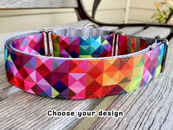 1.5 W Abstract & Ikat Martingale Whippet Dog Collar