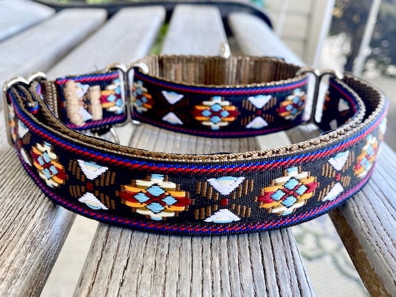 1 Aztec Jacquard Martingale Dog Collars Nylon Webbing Humane