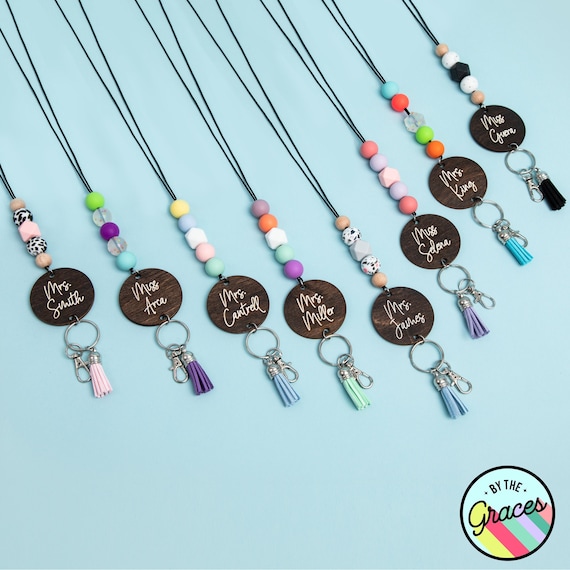15 Handmade Teacher Gifts That You Can Buy on Etsy 9 Personalized Beaded Lanyard for Keys or ID Badge Teacher