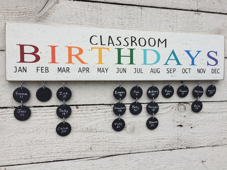 15 Handmade Teacher Gifts That You Can Buy on Etsy 6 Classroom Birthday Board Classroom Decor School Room Decor