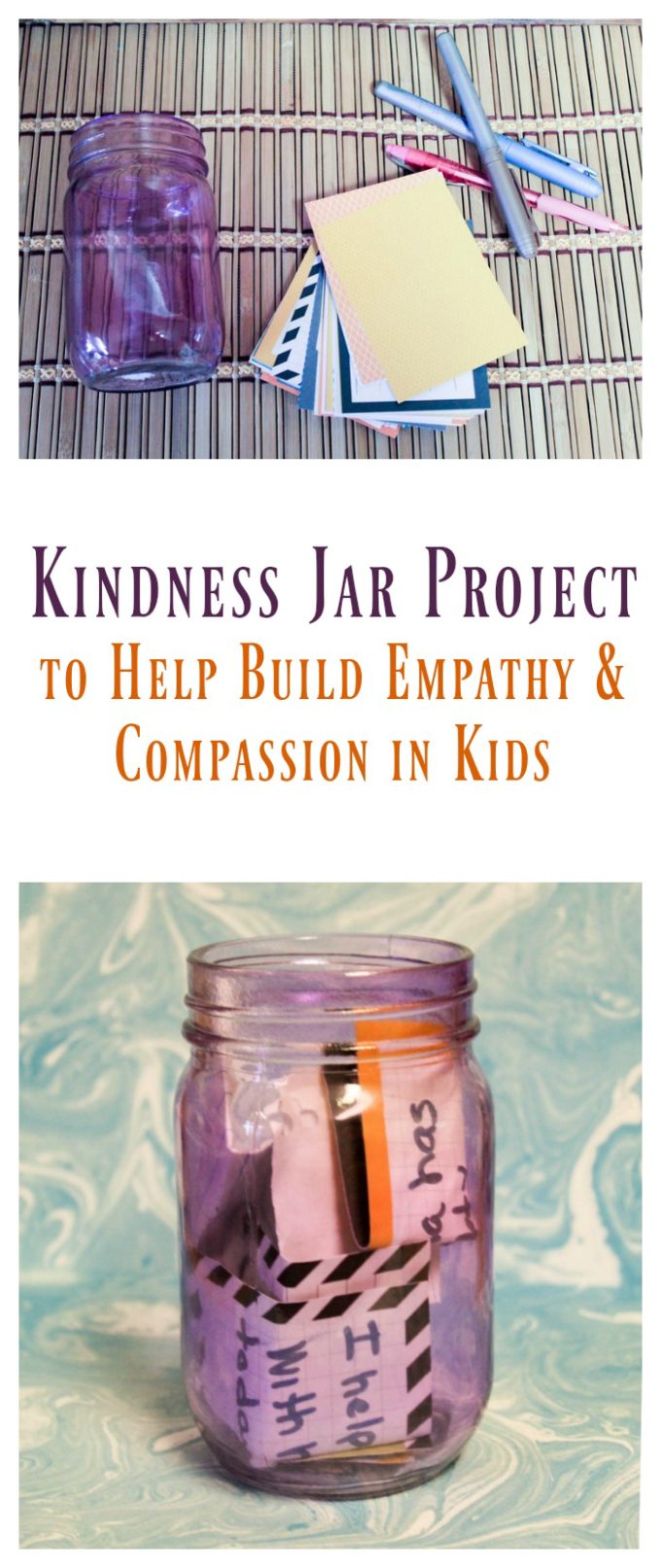 Inspire a stronger sense of compassion and empathy in your kids with this easy kindness jar DIY project!