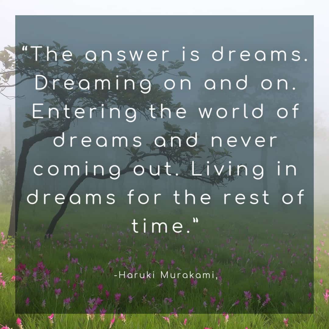 “The answer is dreams. Dreaming on and on. Entering the world of dreams and never coming out. Living in dreams for the rest of time.”

