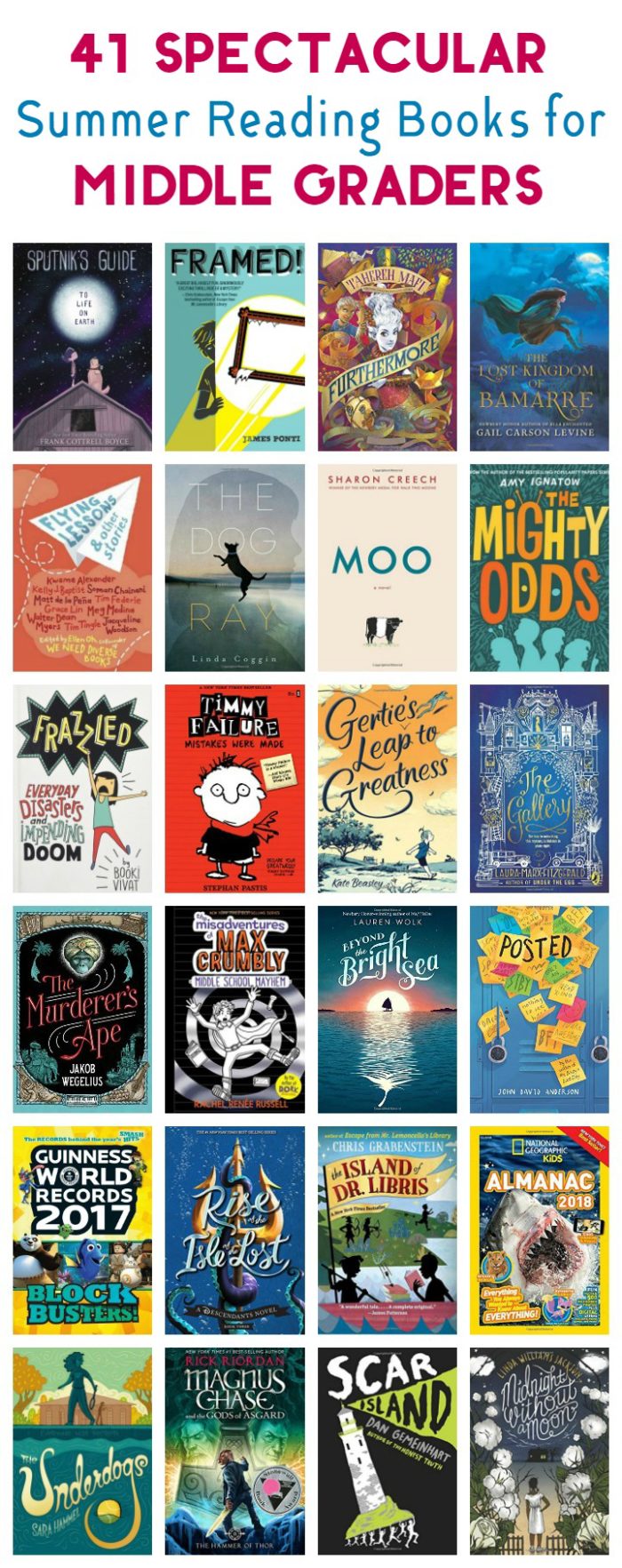 Looking for perfect book ideas for your tweens? Check out my 2017 middle grade summer reading list with 41 great ideas across every genre!