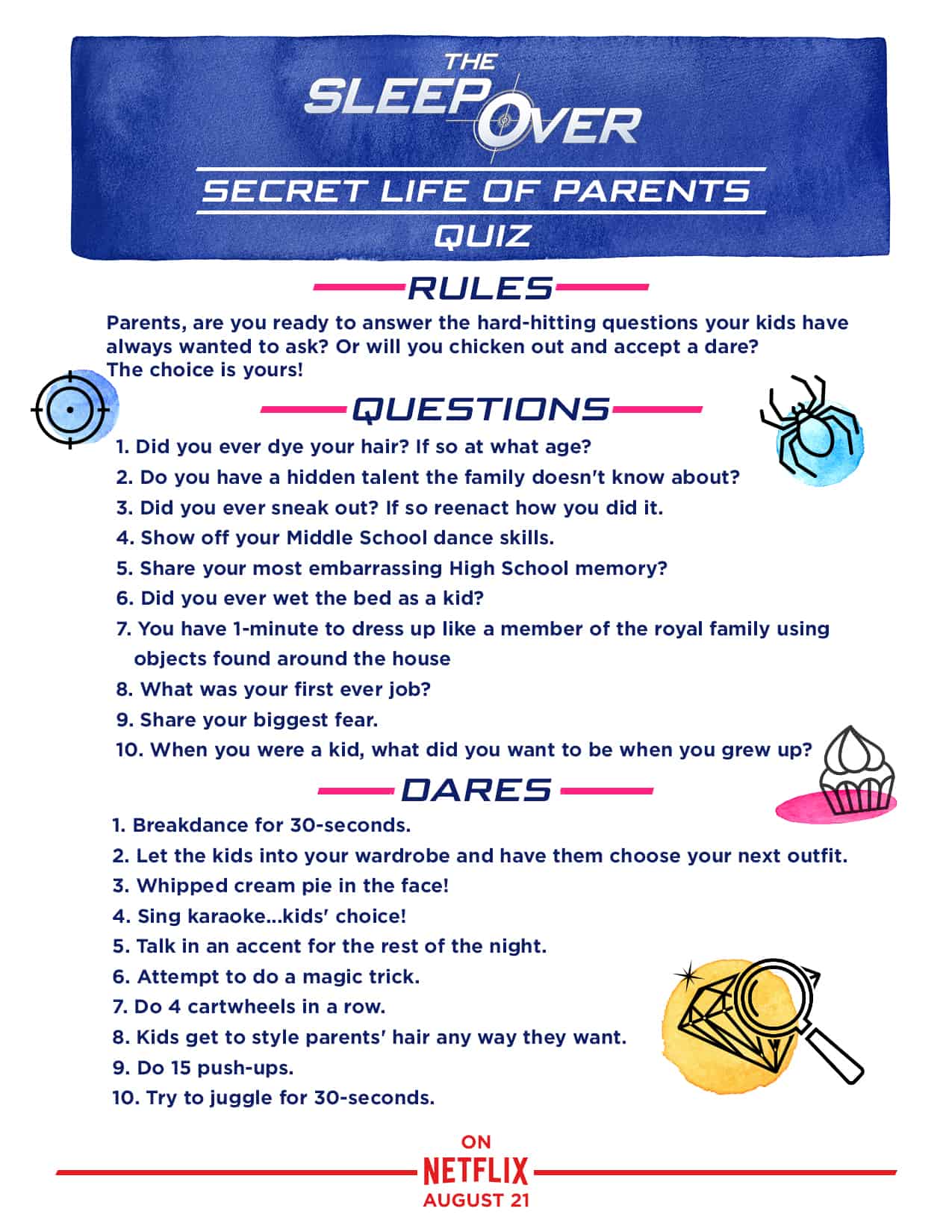 Download Fun Slumber Party Activities & Printables, Courtesy of Netflix's "The Sleepover"