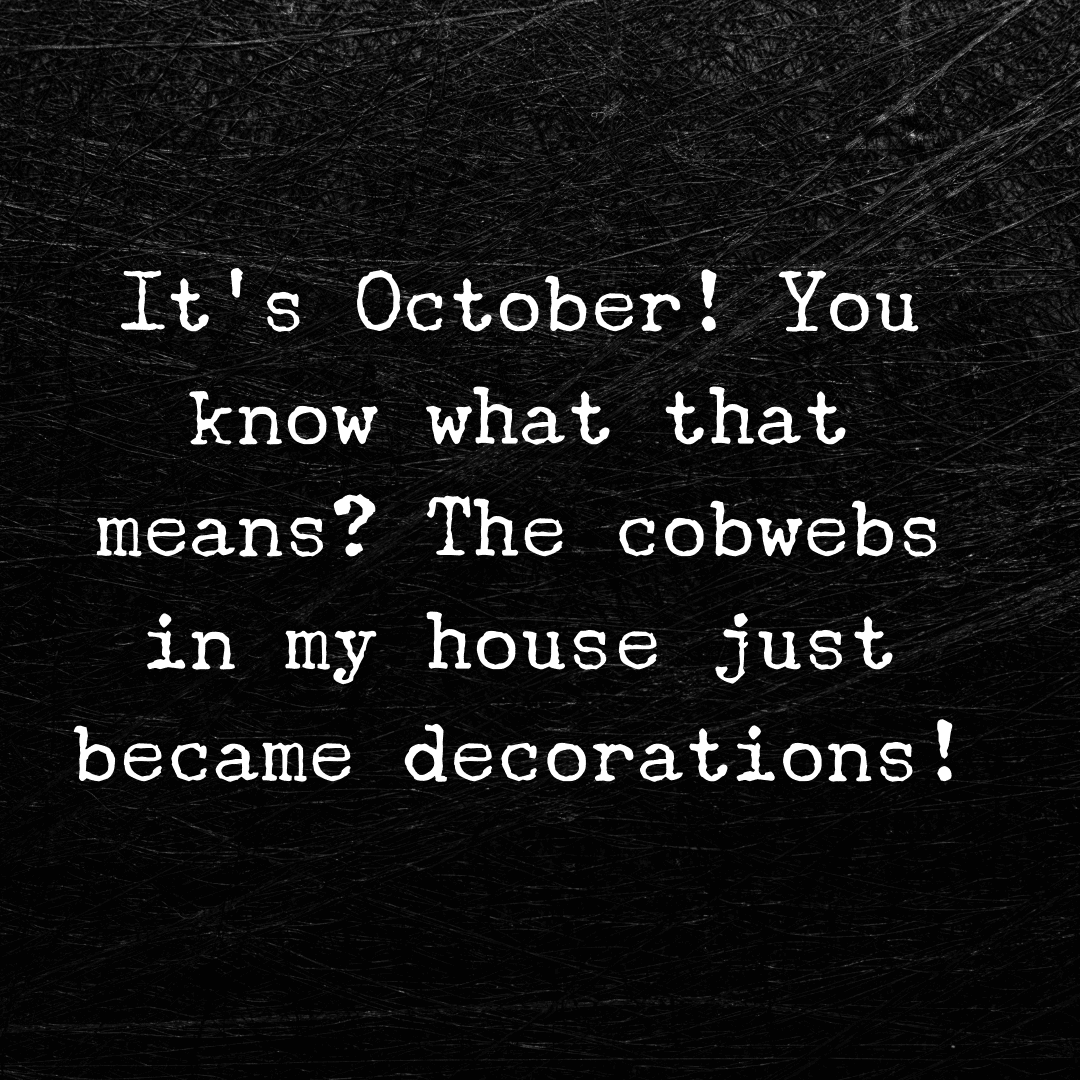 39 Halloween Quotes to Get You in the Spooky Season Spirit 12 It's October! You know what that means? The cobwebs in my house just became decorations! - Funny Halloween Quotes I Love