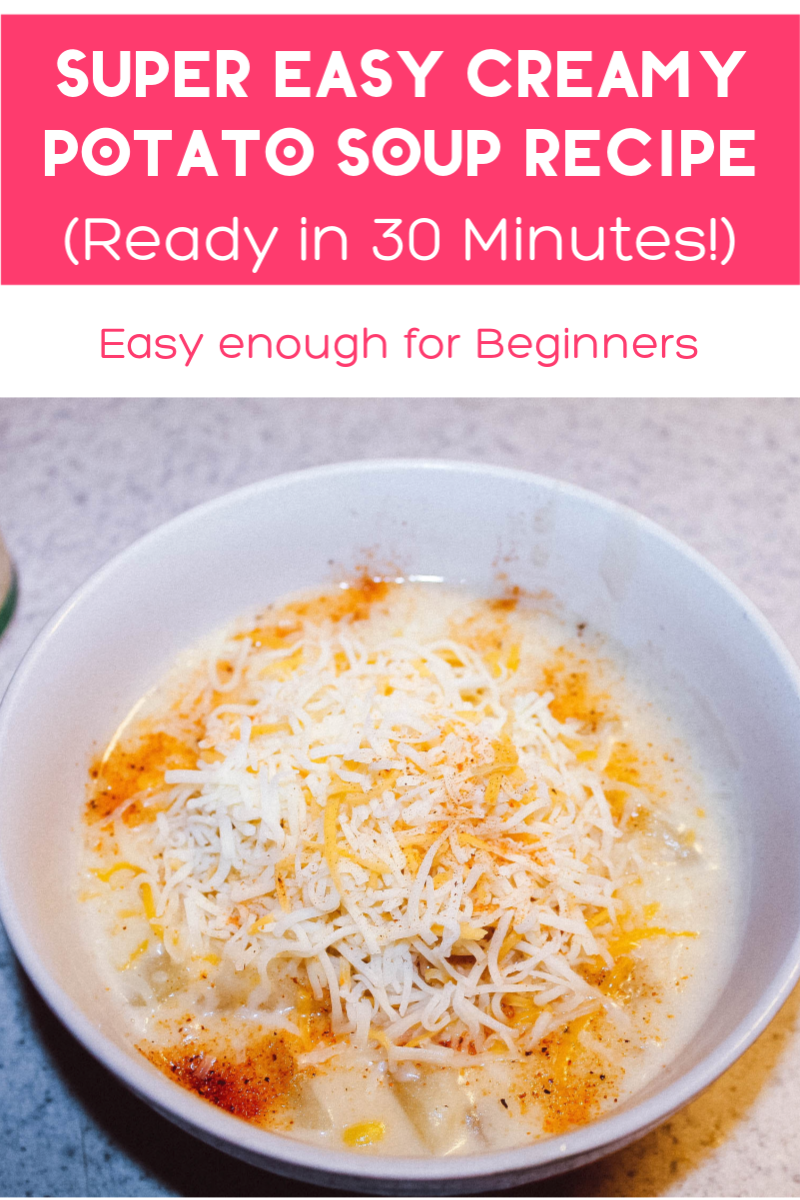 I'm loving this easy creamy potato and corn soup recipe! Takes 30 minutes to make and it's easy enough for newbie cooks! Check it out!