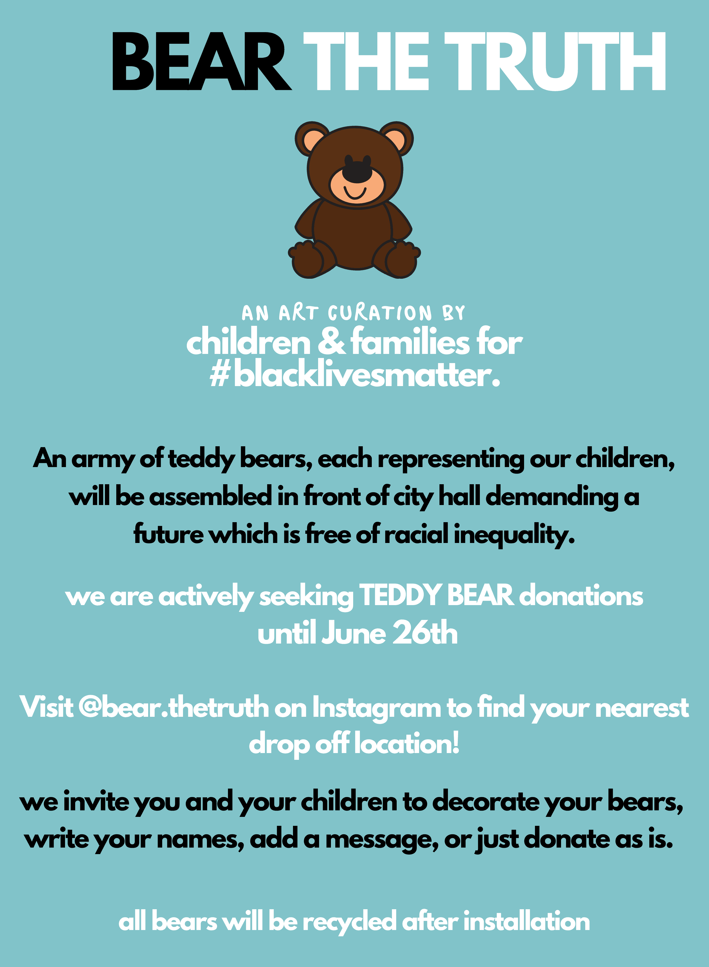 Bear the Truth, Be the Change Organizes a Teddy Bear Picnic So Kids Can Show Support for #BlackLivesMatter